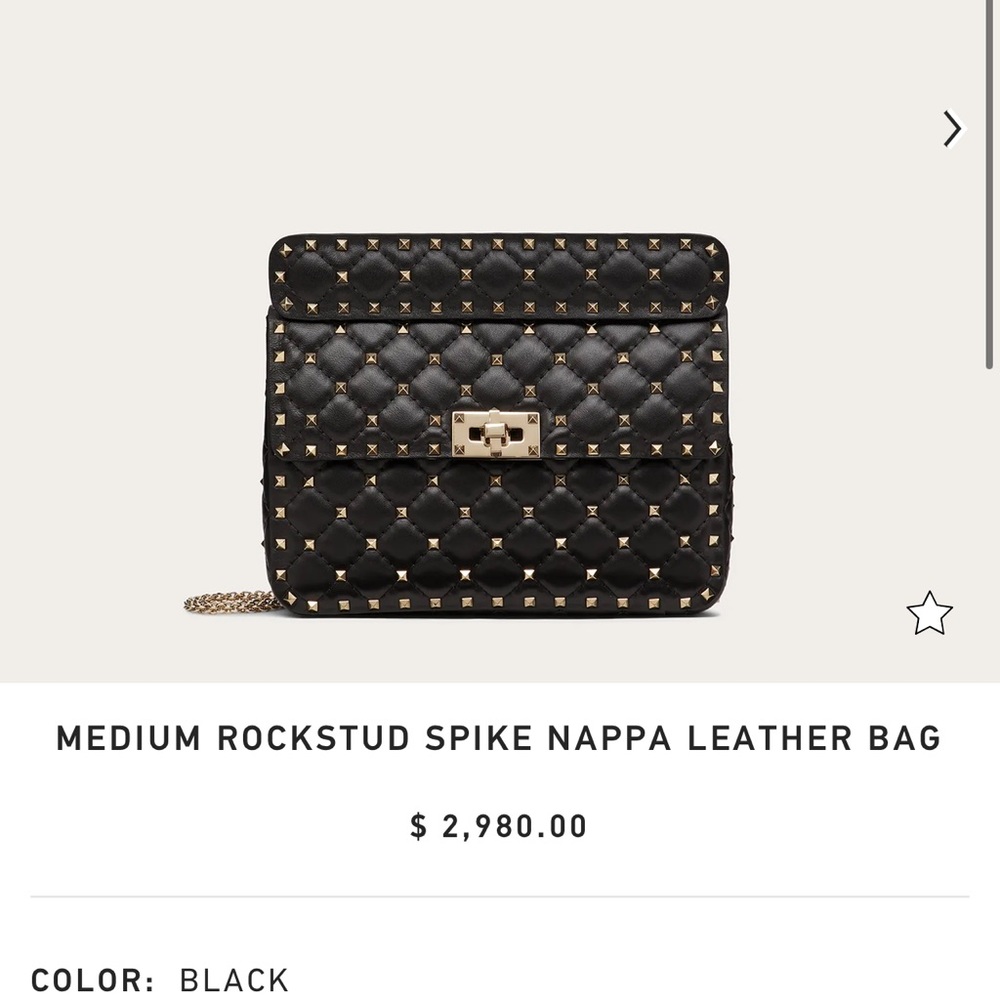 VALENTINO MEDIUM ROCKSTUD SPIKE NAPPA LEATHER BAG